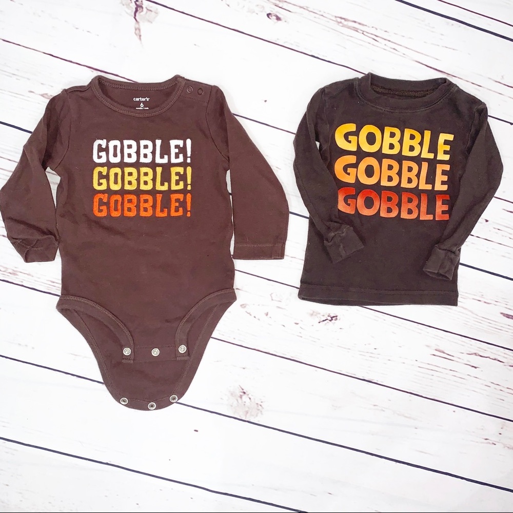 Thanksgiving Onesie and Shirt Matching 6m 12m